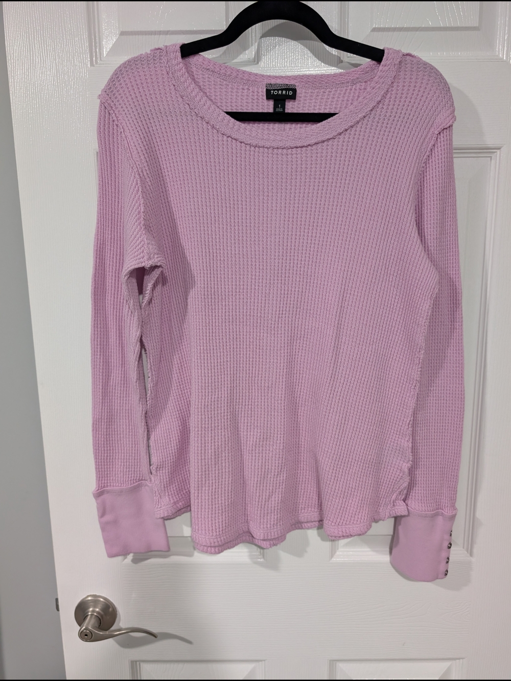 Torrid Orchid Bouquets Cotton Waffle Thermal Crewneck Long Sleeve Tee in Size 1